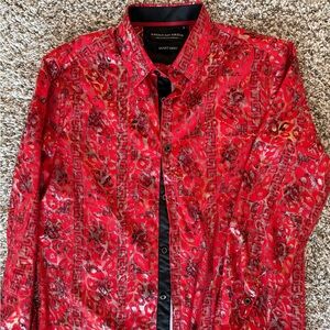 American Breed Red Patterned Button Up Western